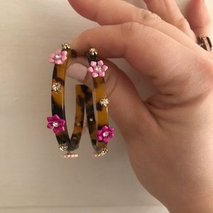 J Crew Factory Flower Tortoise Hoops